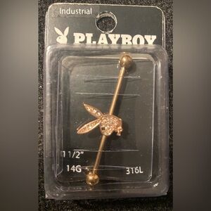 New Playboy Rose Gold CZ Industrial 14 G